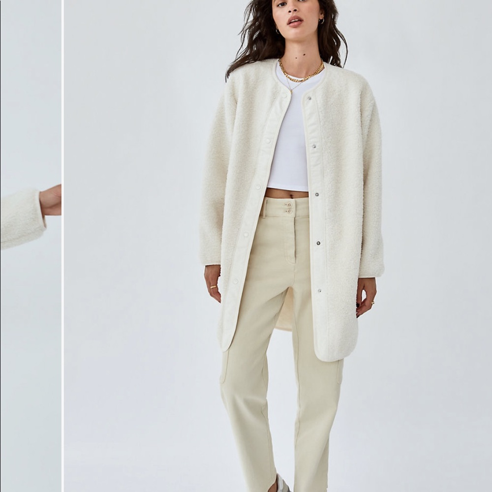 Women's Cream Teddy Coat - Lightweight Longline Jacket